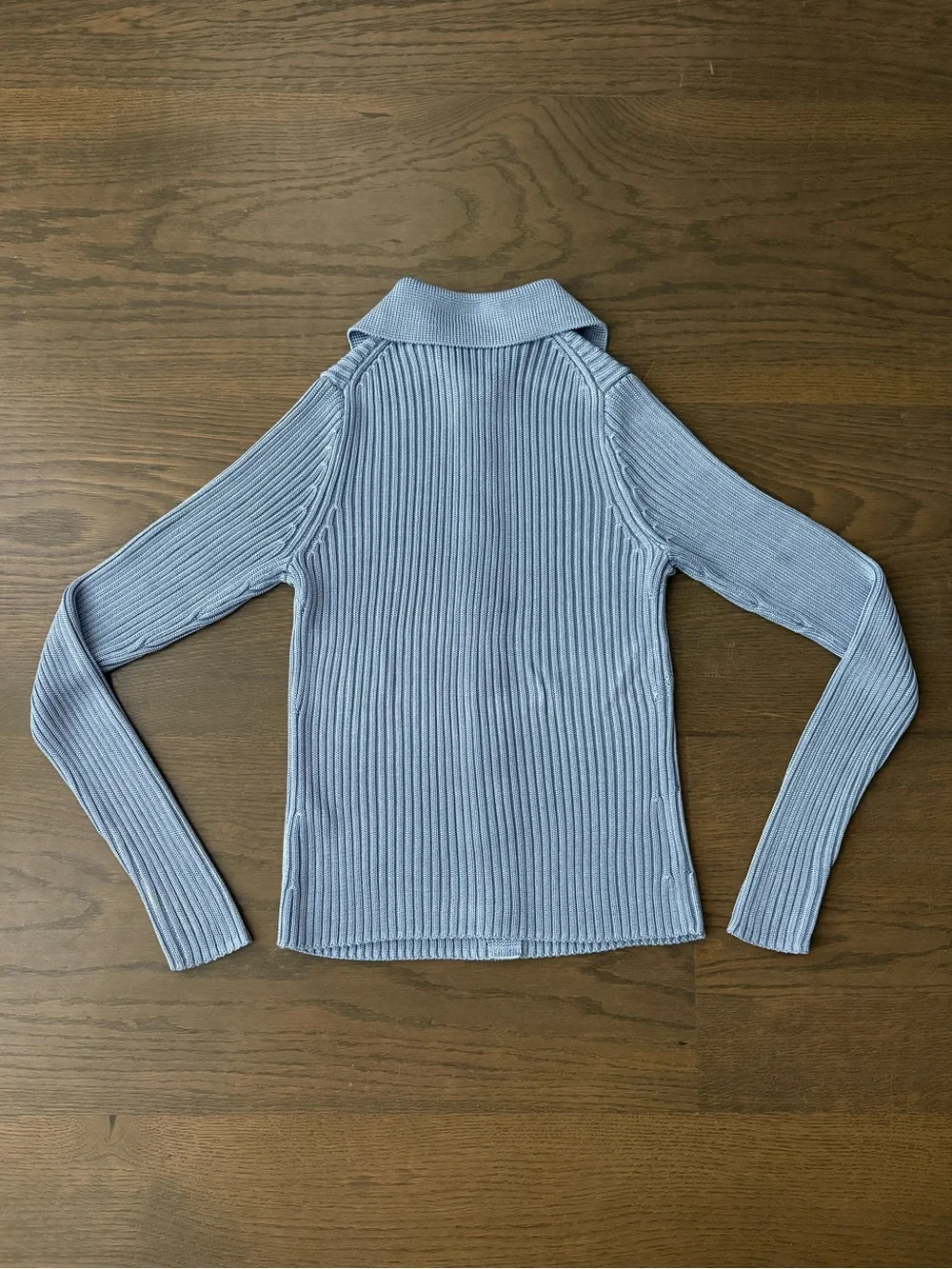 Vince Ribbed Collared Cardigan in Riviera - Picture 4 of 8